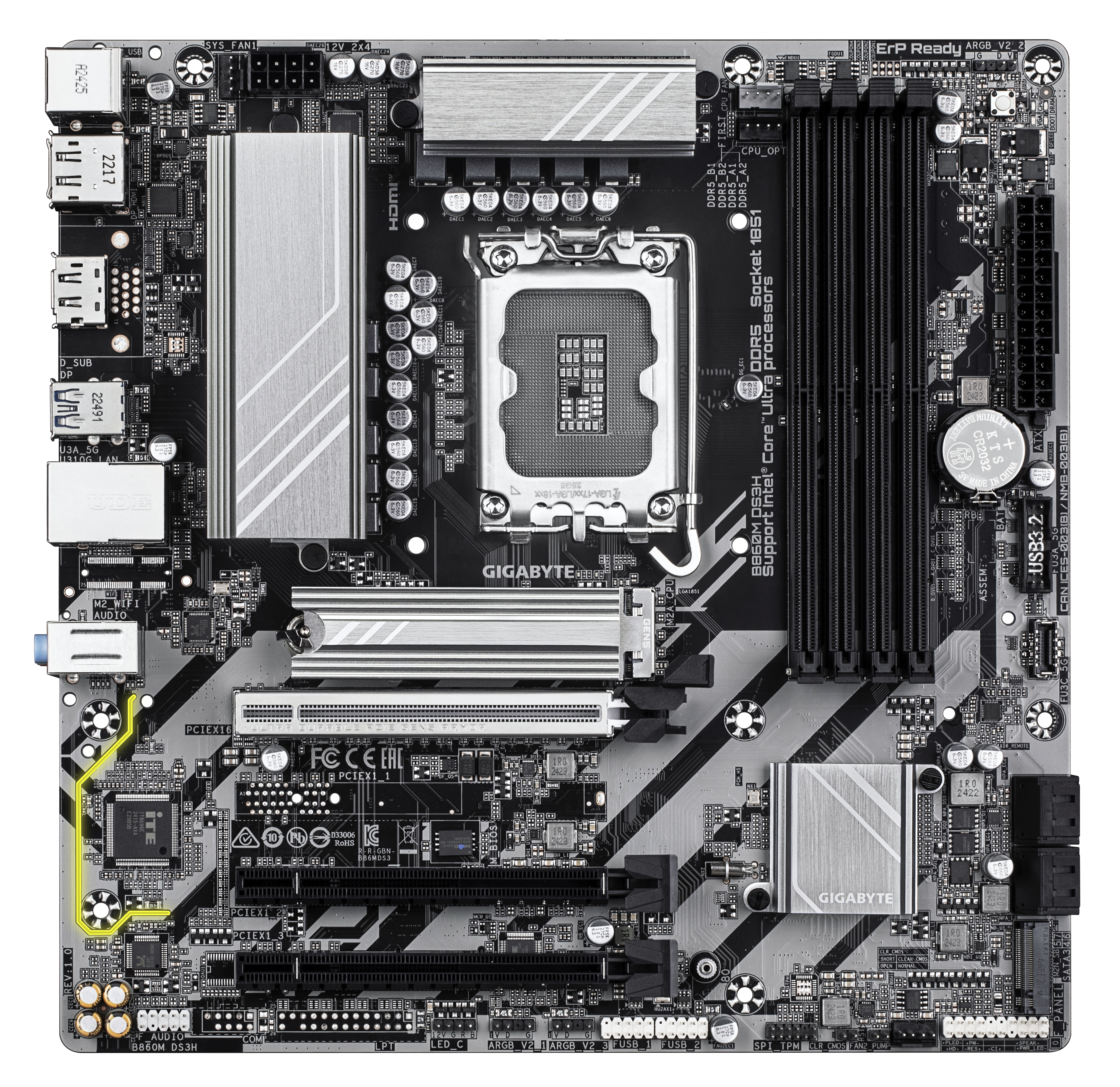 Bekijk afbeelding 2 van Gigabyte 1851 B860M DS3H - DDR5/2xM.2/2xDP/HDMI/µATX